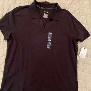 Women’s plus size black cotton short sleeve golf shirt. 2X. St. John’s Bay